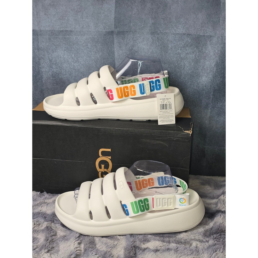NWB UGG Sport Yeah SO White Rainbow Special Olympics Mens Size 10